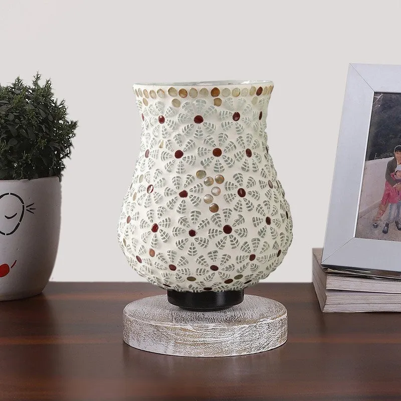 Glintera Mosaic Glass Table Lamp With Wooden Base - Multicolor media 4