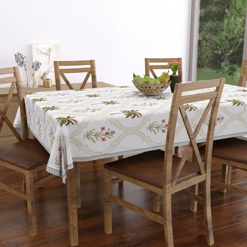 Tropical Cotton Table Cover - Olive Green,Peach media 4