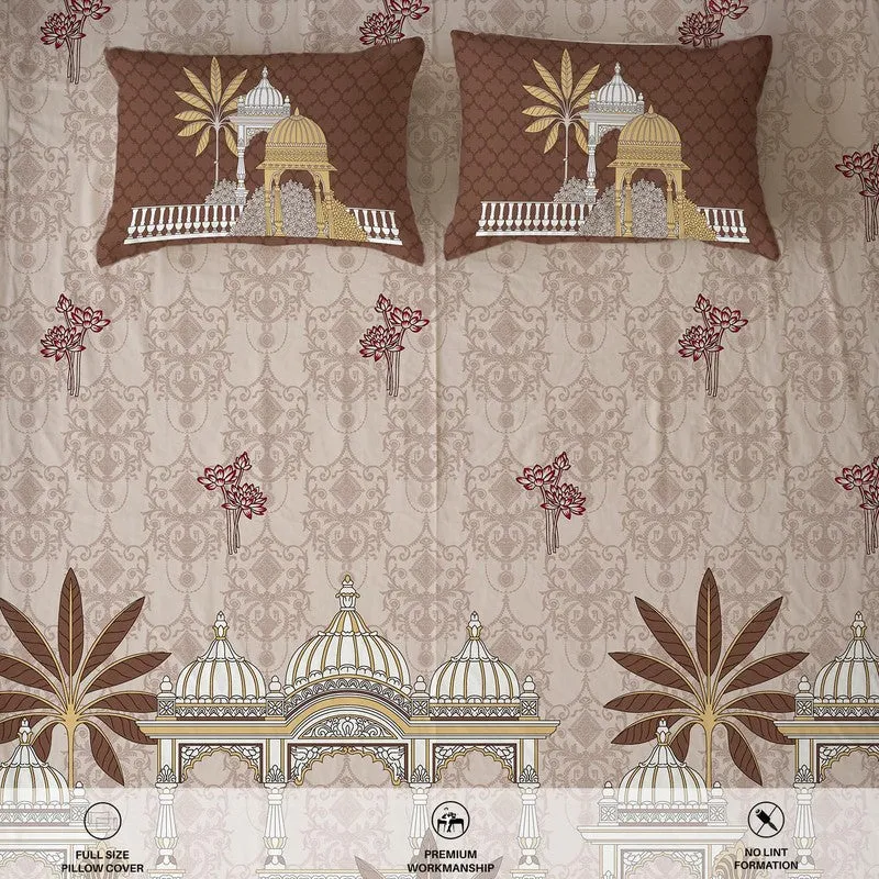 Urban Space Heritage Touch Fitted Cotton Bedsheet (Brown) - 300 TC media 6
