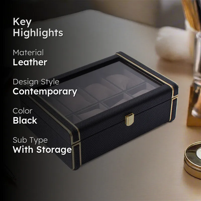 Vautch Faux Leather Watch Organizer - Black media 2