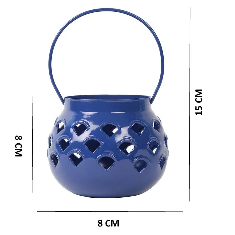 Marakki Matki Tealight Candle Holder (Blue) - Set Of Two media 5