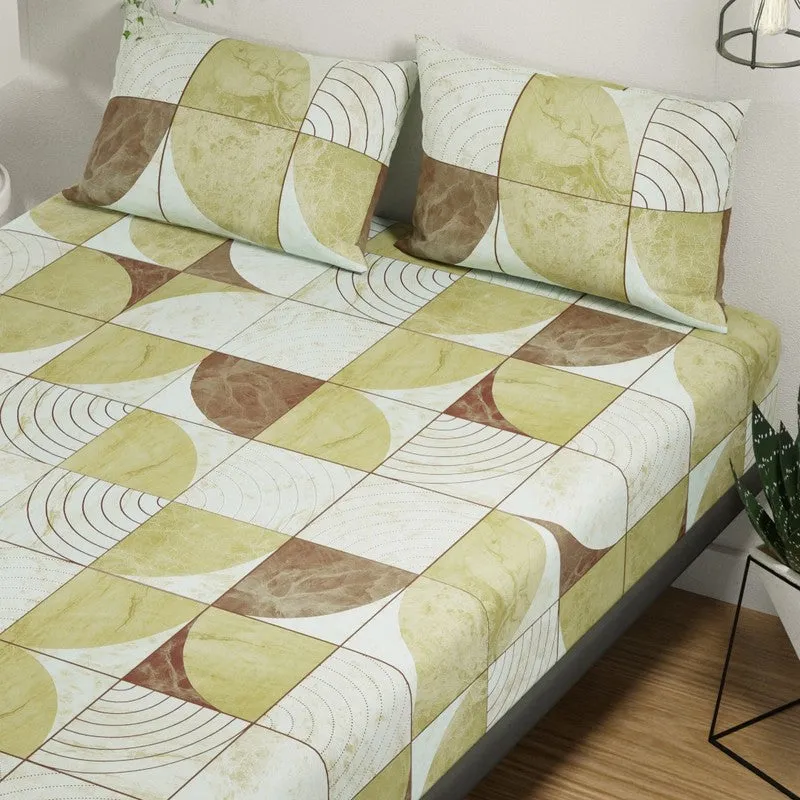 Cylor Cotton Bedsheet (Green,Brown) - 144 TC media 5
