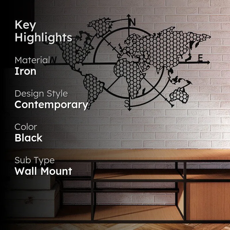 World Map Travel Black Iron Wall Accent media 2