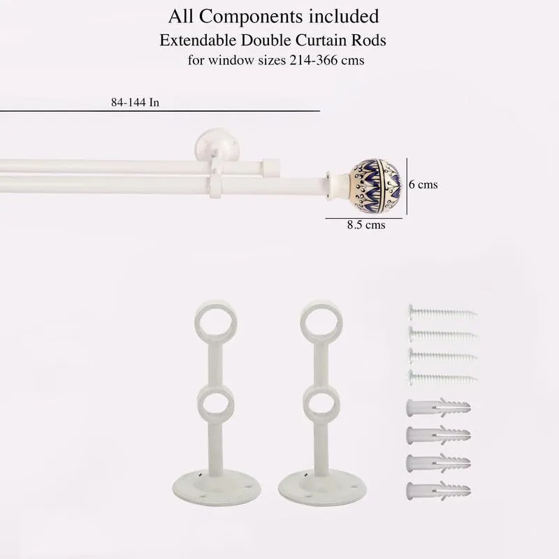 Cirrus Duo Extendable 1" Double Curtain Rods With Round Finial & Brackets media 5