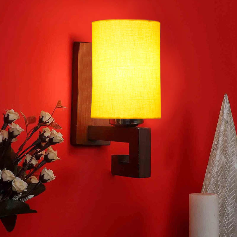 Solaris Cylindrical Wooden Wall Lamp