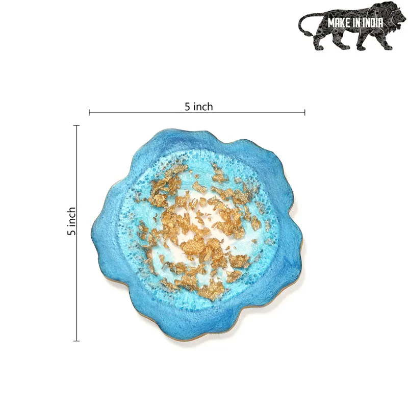 Gold Fleck Resin Coaster (Blue) - Set Of Two media 7