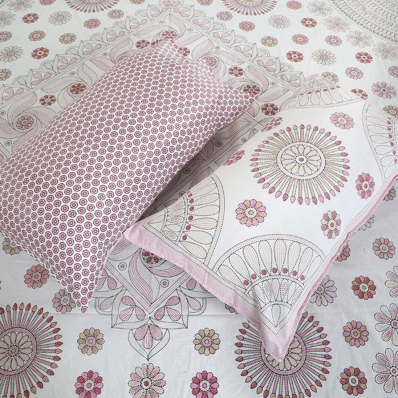 Dwanima Ethnic Cotton Bedsheet (Pink) - 160 TC media 4