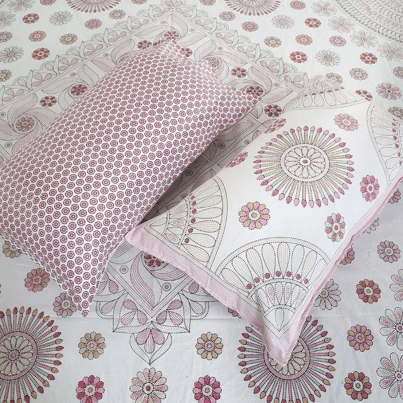 Dwanima Ethnic Cotton Bedsheet (Pink) - 160 TC media 4