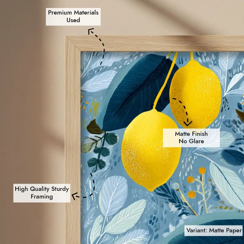 Zestara Lemon Branch Canvas Wall Painting With Brown Frame media 9