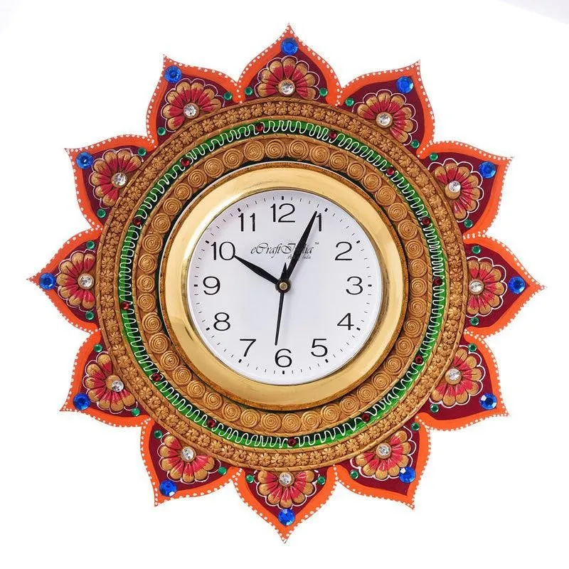 Decorative Paper Mache Handcrafted Wall Clock media 3