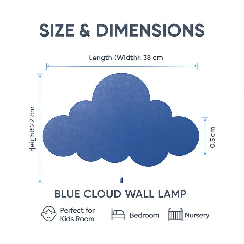 Snuggle Cloud Battery Operated MDF Wall Lamp - Blue media 10