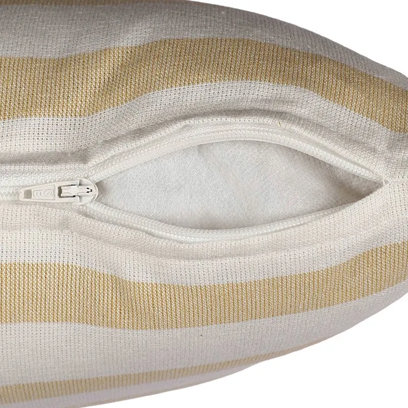 Bold Stripe Cotton Cushion Cover (Beige) - Set of Two media 5