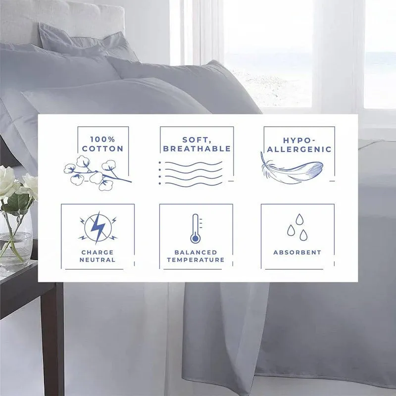 Sofia 100% Cotton Satin Weave Solid Bedsheet - Light Grey - 400 TC media 5