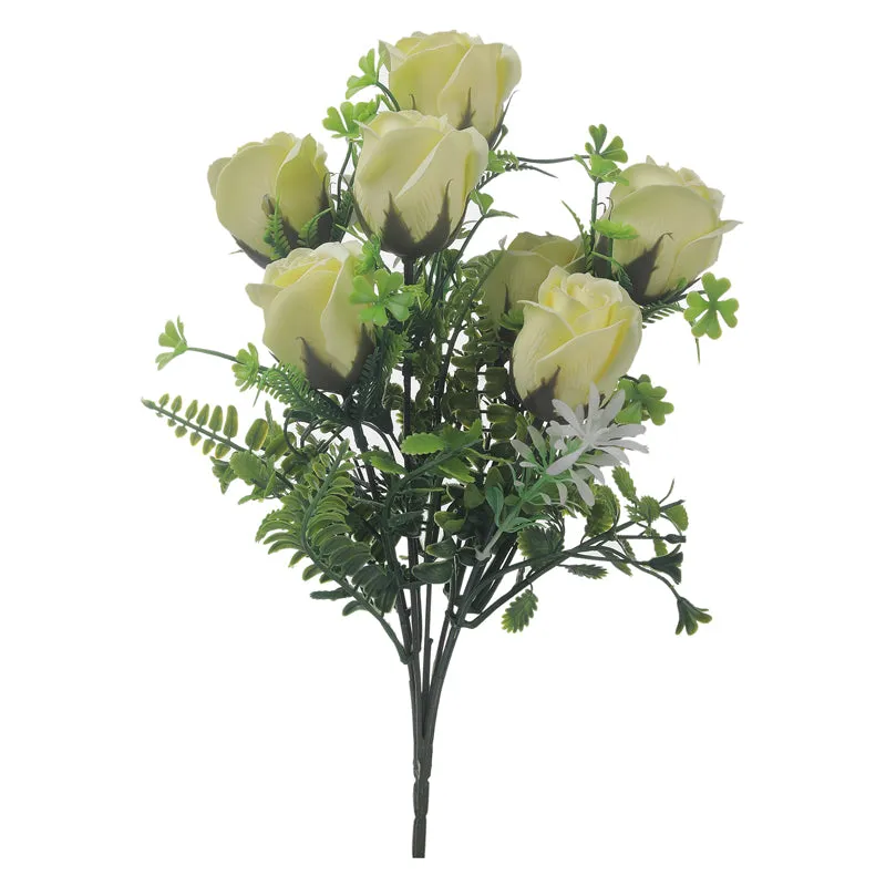 Faux Yellow Rose Bunch - Set Of Two media 3