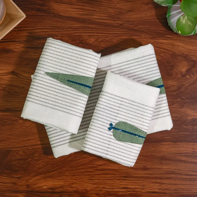 Jungle Fern Cotton Towels (Grey) - Three Piece Set media 1