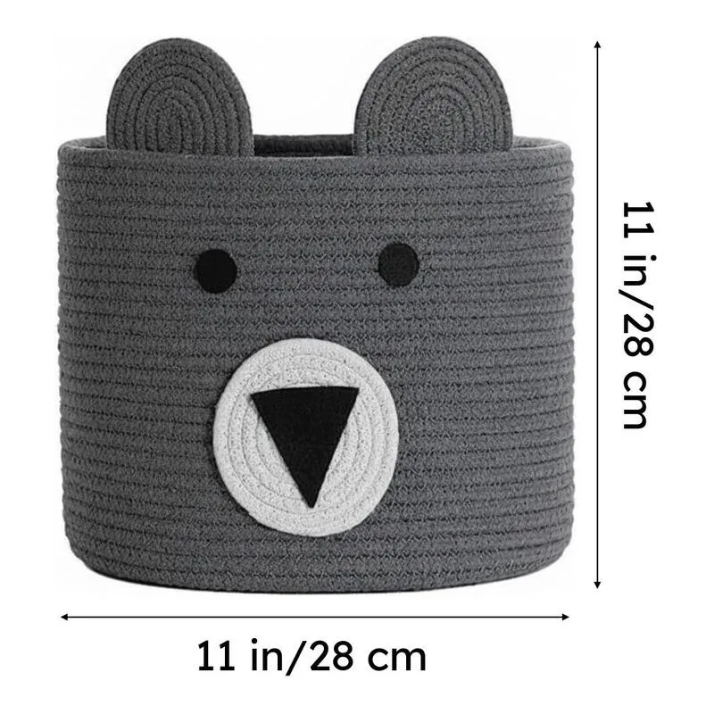Bruno Bear Cotton Storage Basket - Grey media 5