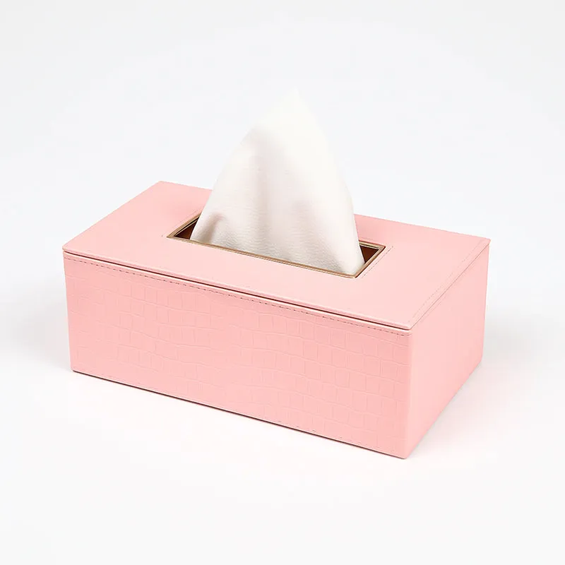 Elvan Faux Leather Tissue Holder - Pink media 7