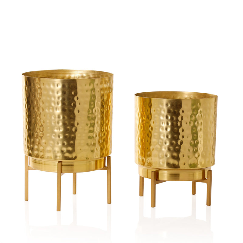 Vida Ember Hammered Planter (Gold) - Set Of Two media 3