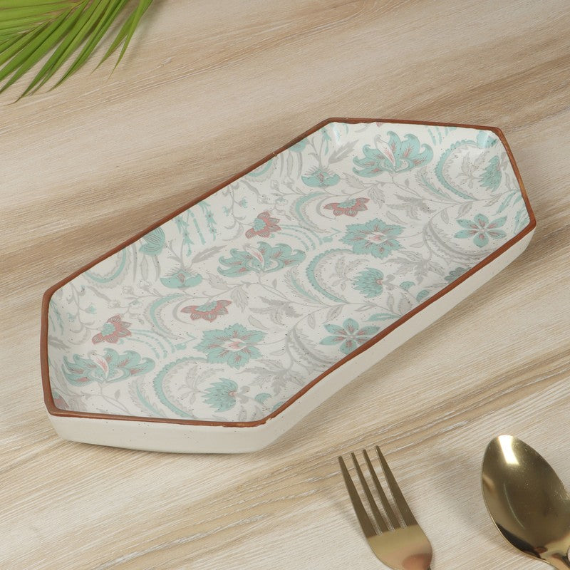 Ceramic Platter (White & Blue) - Single Piece
