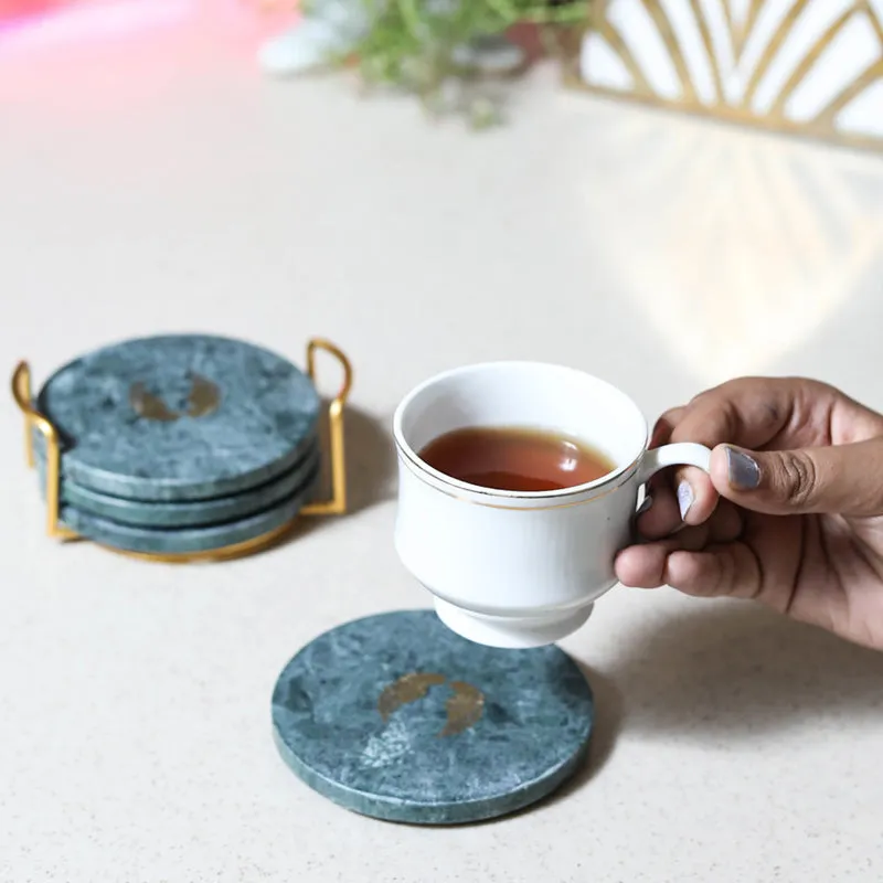 Lina Green Marble Coaster - Set Of Four media 4