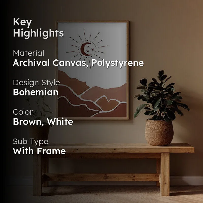 Desert Night Canvas Wall Painting With Brown Frame media 2