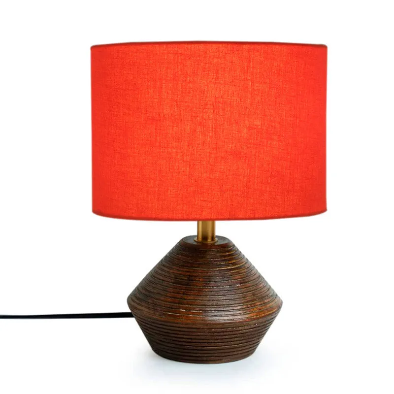 Yami Wooden Table Lamp - Brown,Orange media 4
