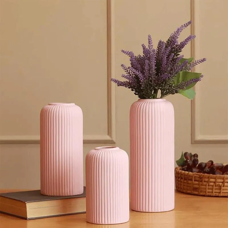 Pasha Ceramic Vase (Pink) - Set Of Three media 1