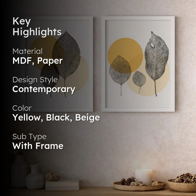 DryLeaf Paper Wall Painting With MDF Frame - Set Of Two media 2