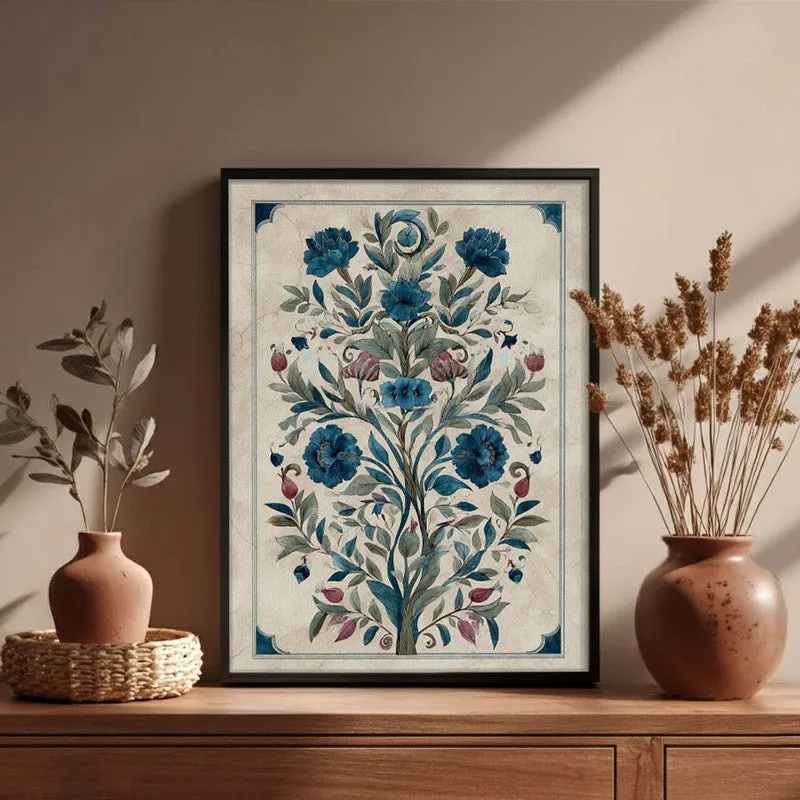 Floral Folk Art Canvas Wall Painting With Black Frame media 5