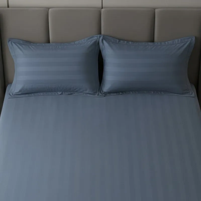 Elias Striped Cotton Bedsheet (400 TC) - Blue media 6