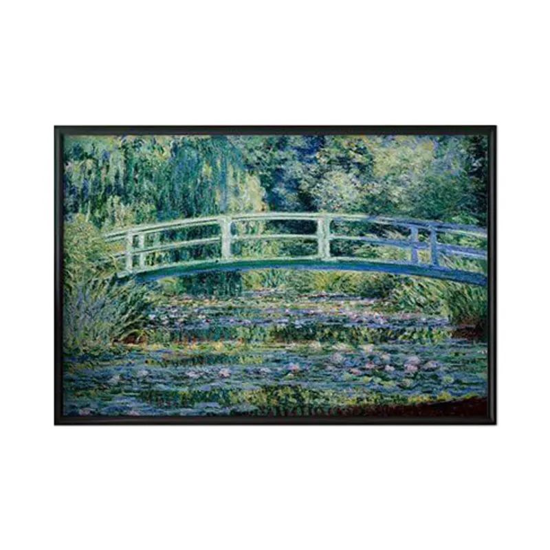 Water Lilies And Japanese Bridge By Claude Monet Canvas Wall Painting - Black Frame media 6