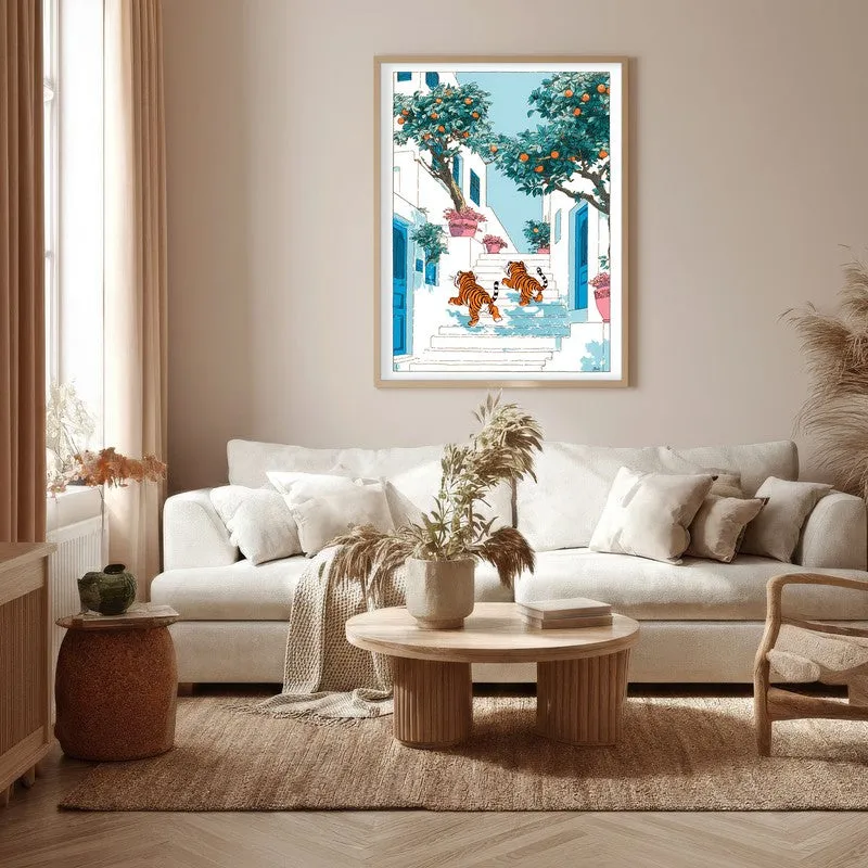Amber Orbs Canvas Wall Painting - Brown Frame media 5