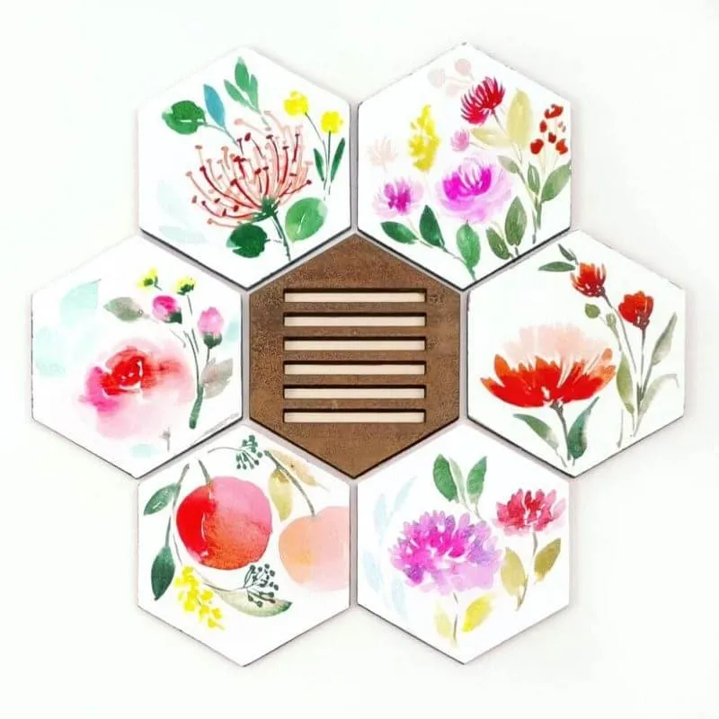 Blossom Dance Handpainted Coaster - Set Of Six media 4