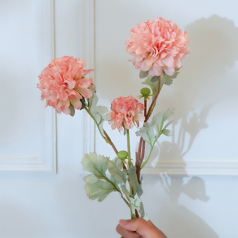 Faux Ball Mum Chrysanthemum Flower Stick (Peach) - 28 CM media 3