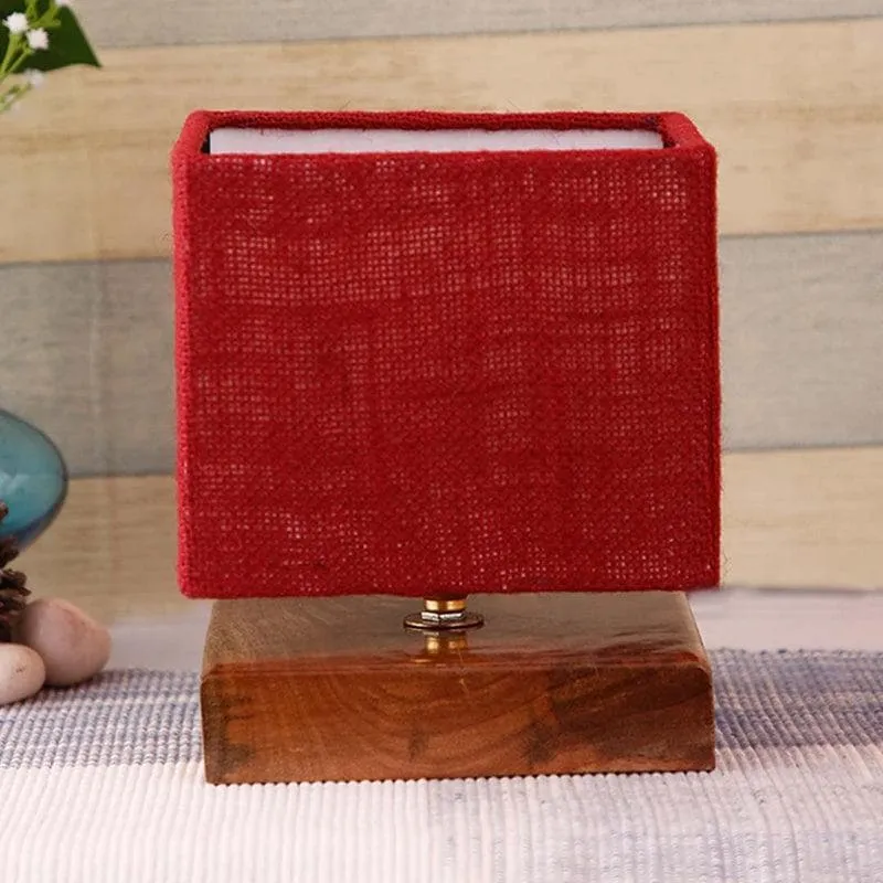 Solid Cusp Fabric Table Lamp - Red,Brown media 3