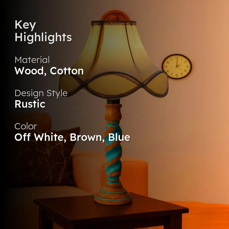 Elara Oria Wooden Table Lamp - OffWhite media 2