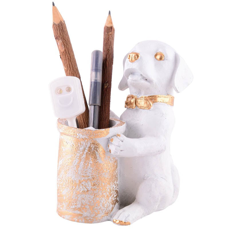 Pen Pal Puppy Painted Polyresin Pen Stand - White media 4