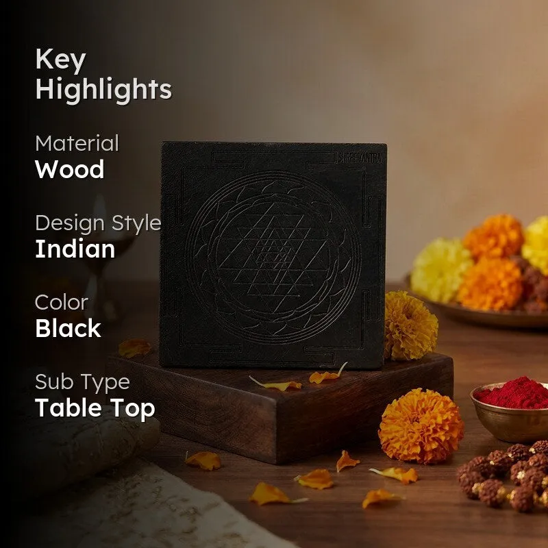 Sacred Shri Yantra Energy Wooden Showpiece media 2
