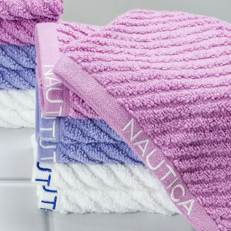 Nautica Riviera Soft Cotton Hand & Face Towel (White,Blue & Lilac) - Set Of Twelve media 4