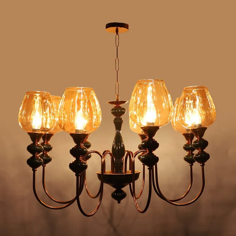 Creslen Glass Cluster Chandelier - Gold & Blue media 5