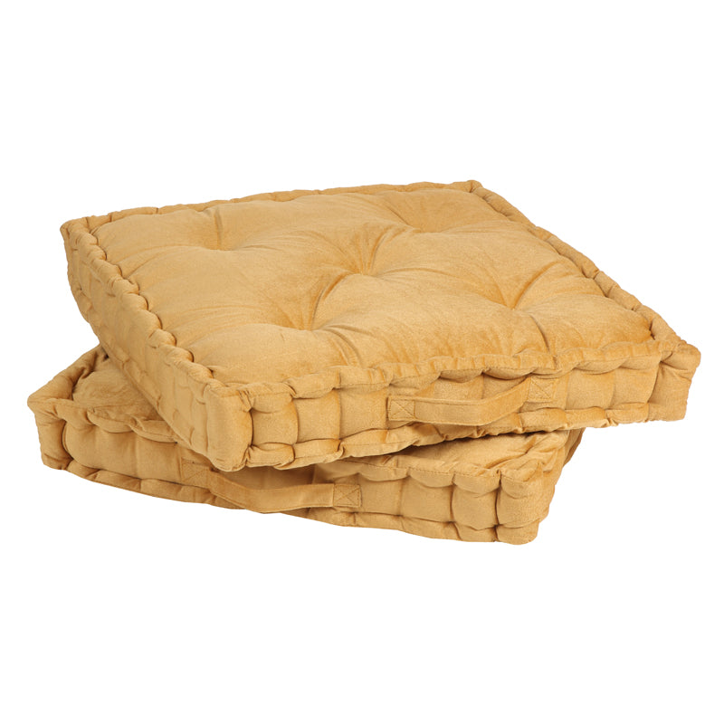 Thera Velvet Floor Cushion (Gold) - Set Of Two media 4