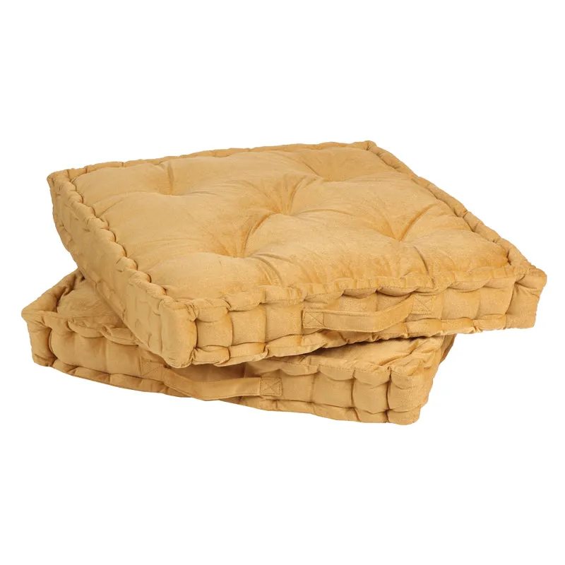 Thera Velvet Floor Cushion (Gold) - Set Of Two media 4