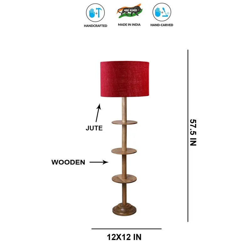 LumiCrate Tower Wooden Floor Lamp - Maroon media 8