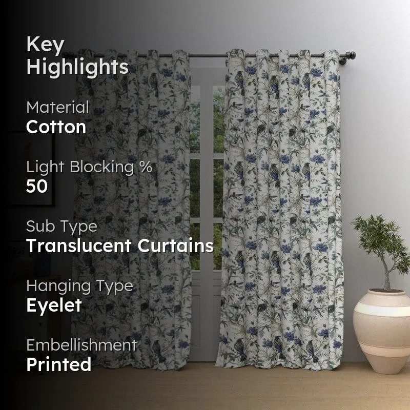 Koel Charm Curtain (Blue) - Set Of Two media 2