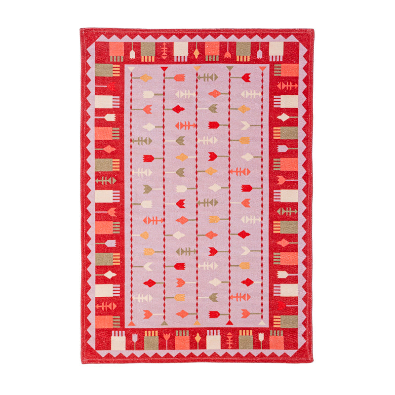 Dralen Cotton Door Mats - Red, Pink