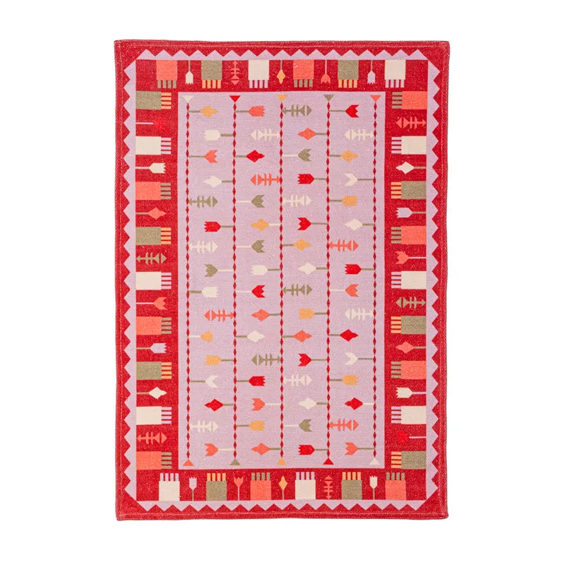 Dralen Cotton Door Mats - Red, Pink media 1