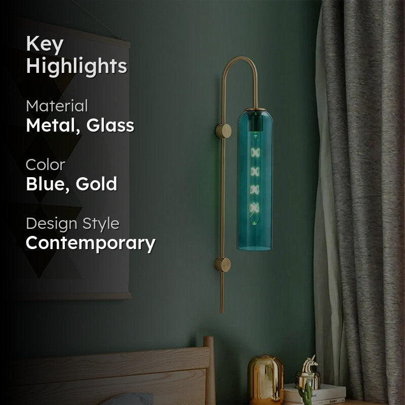 Loft Drop Metal & Glass Wall Lamp - Blue media 2