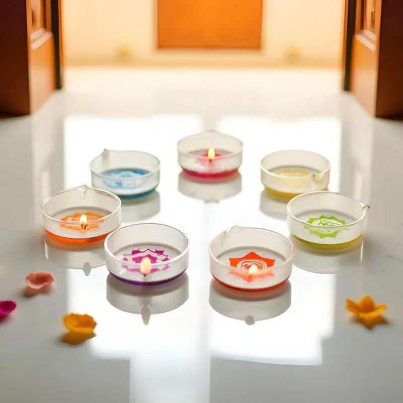 DivineGlow Traditional Borosilicate Glass Diya - Set Of Seven media 5