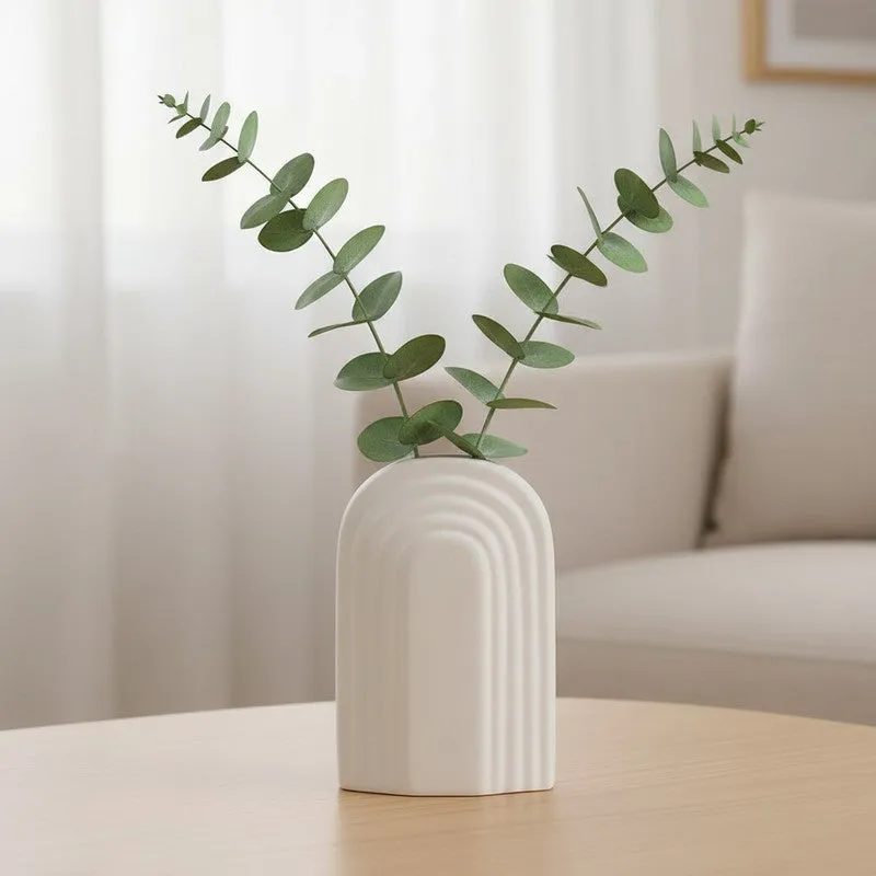 Arch Form Neutral Ceramic Vase - White media 1