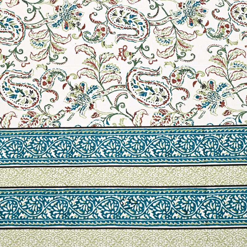 Weavon Floral Cotton Bedsheet (Blue & White) - 240 TC media 7